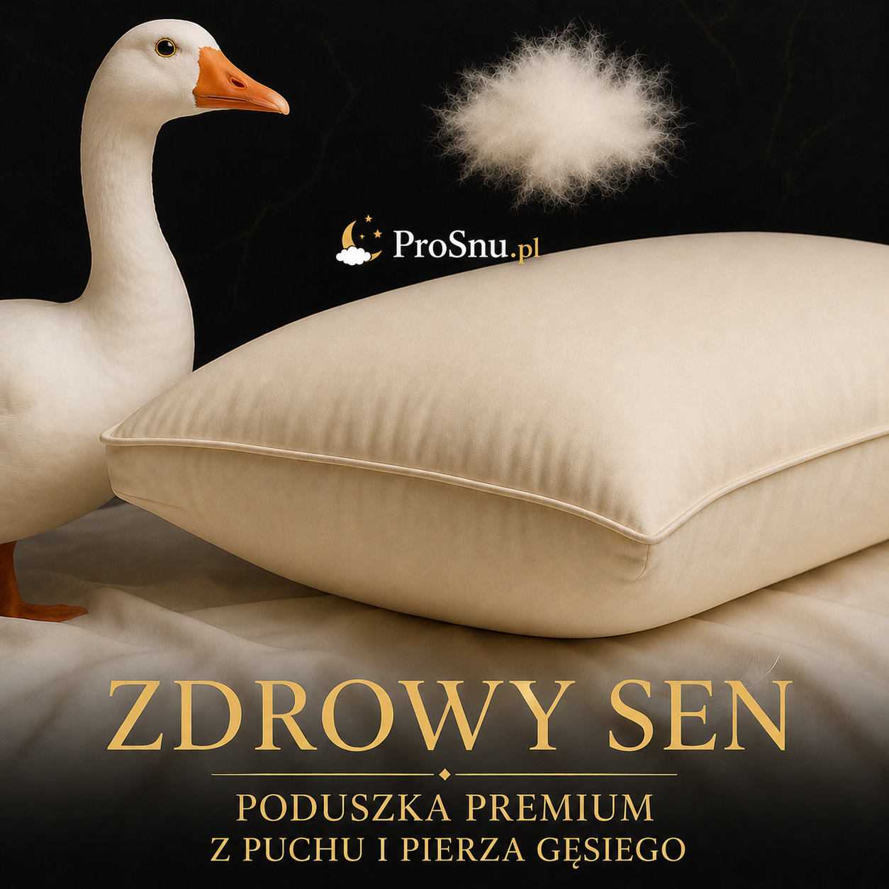 Poduszka Premium z Naturalnego Puchu i Pierza Gęsiego 50×70 cm